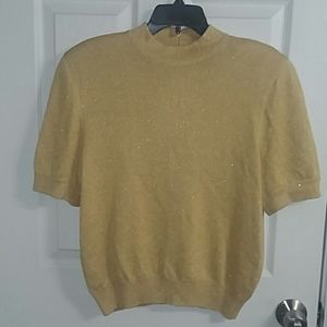 A St. John metallic gold, mock neck, EUC top